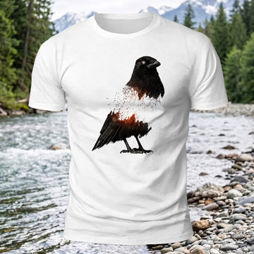 DTG Forest Within Crow Printed Short Sleeve T-Shirt
