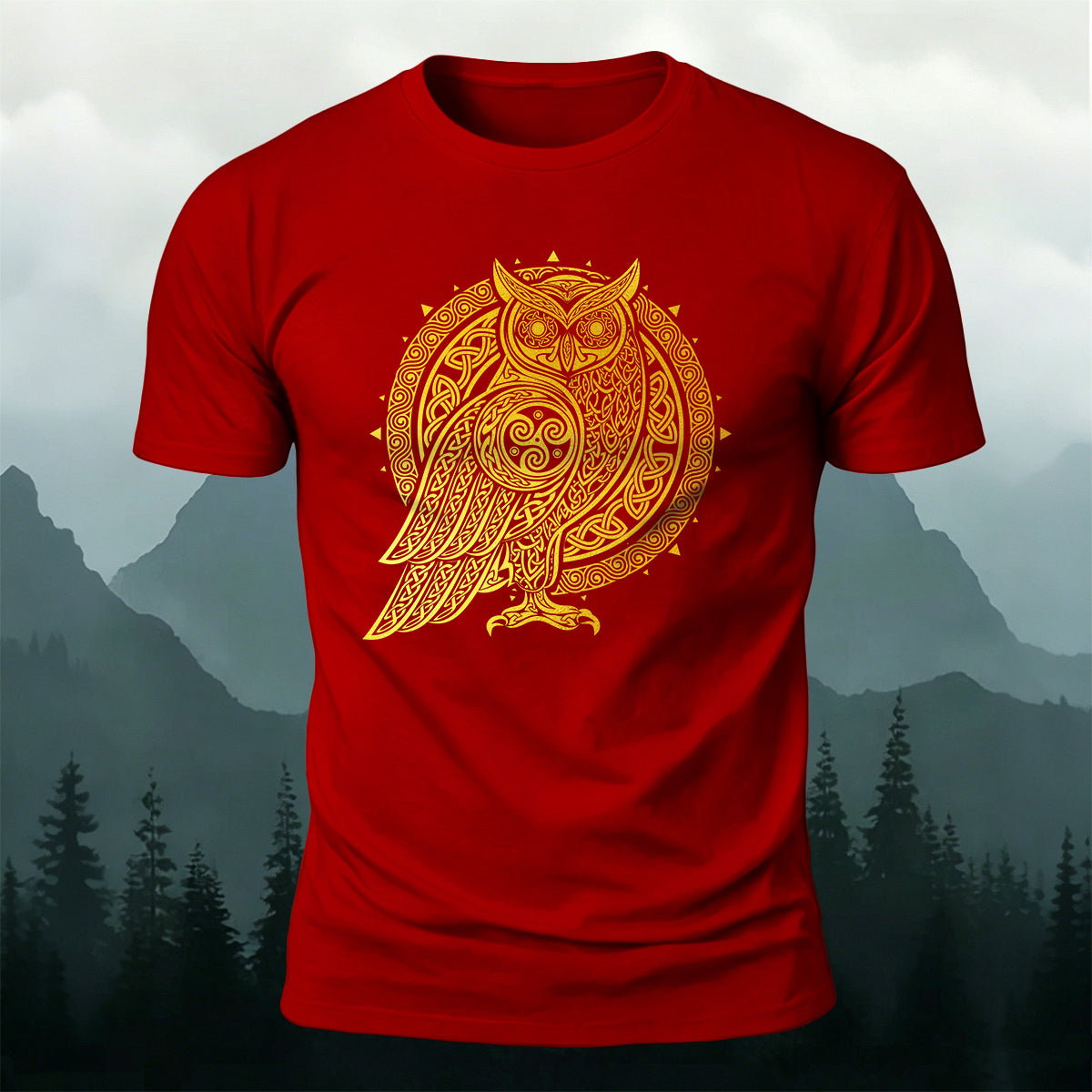 Owl Silhouette Mythical Print Casual Cotton T-Shirt