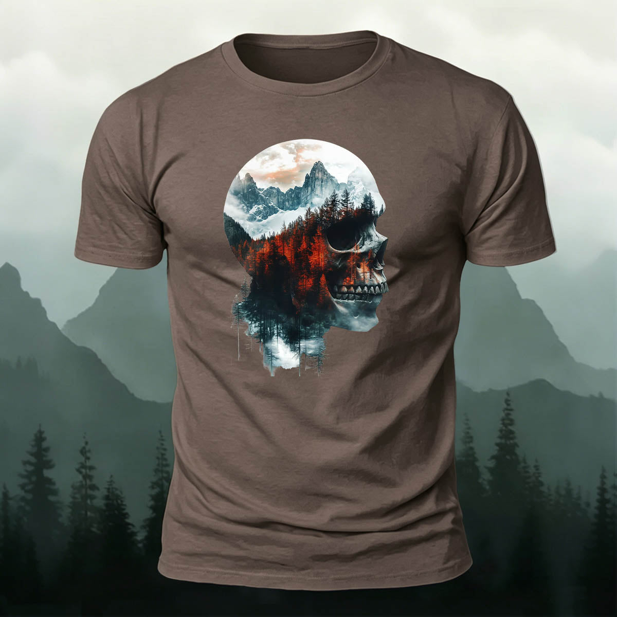 Skull Art Landscape Print Unisex Cotton T-Shirt