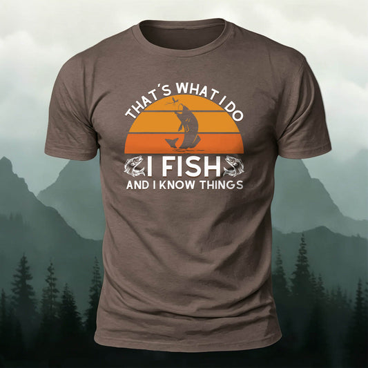 Combed Cotton Fishing-Print Casual Versatile T-Shirt