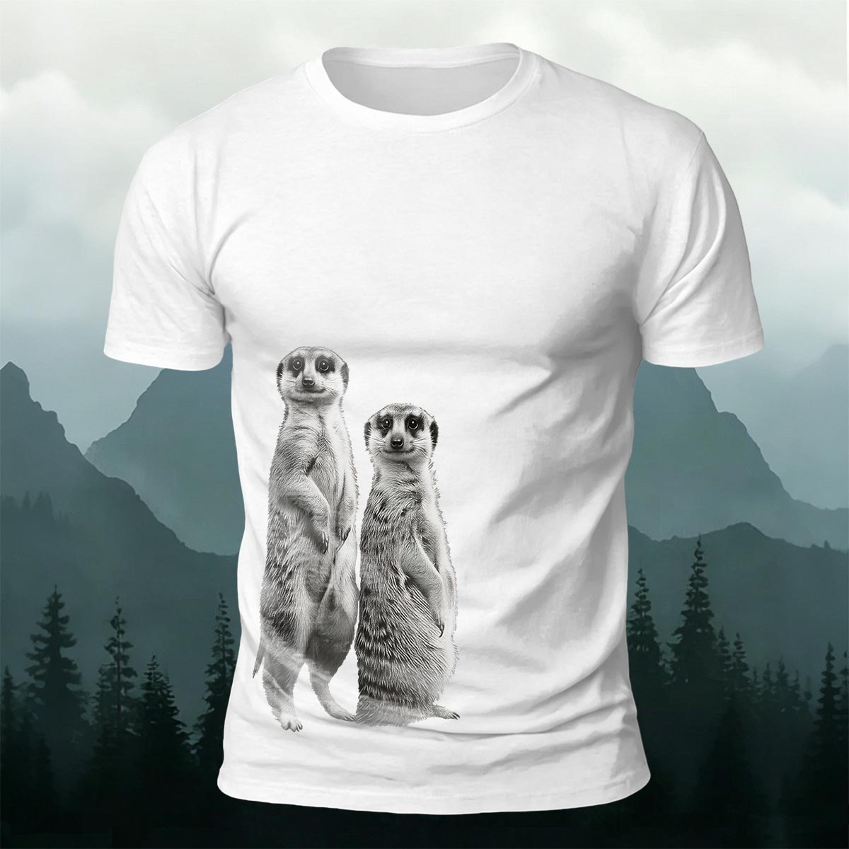 Cute Meerkat Print Cotton Casual T-Shirt
