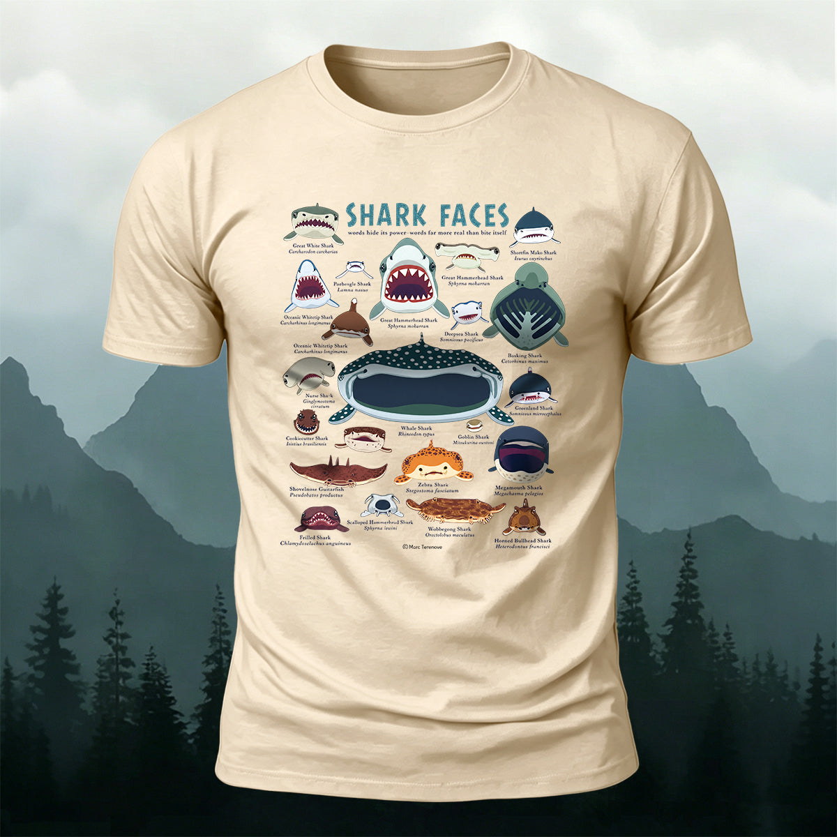 Marine Animal Cartoon Print Outdoor Casual Cotton T-Shirt