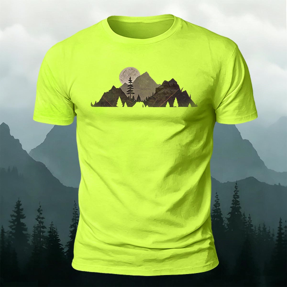 Mountain Landscape Pattern Natural Style Casual T-Shirt