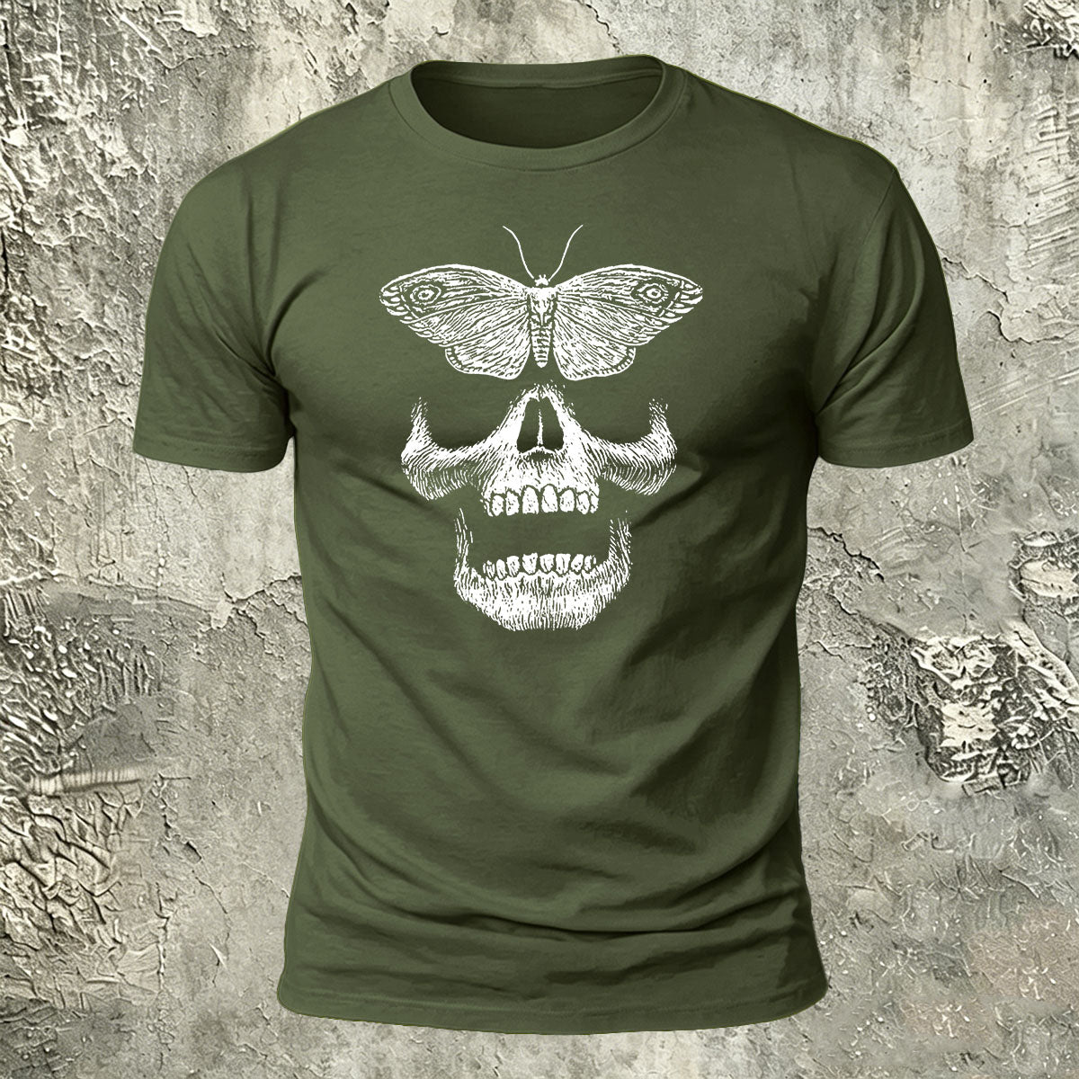 Vintage Butterfly Skull Print Casual Cotton T-Shirt