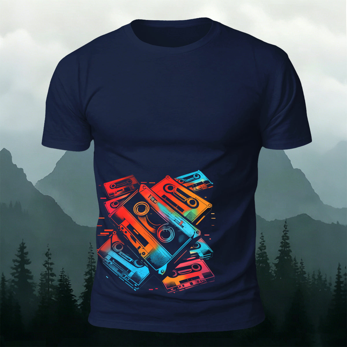 Music Cassette Graphic Trendy Casual Skin-friendly Tee