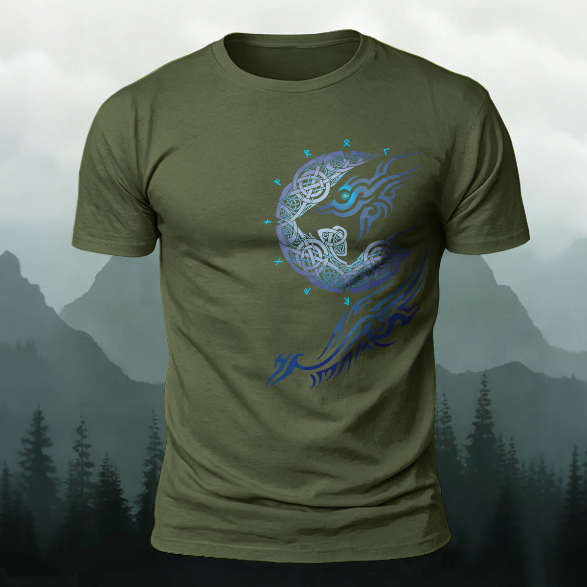 Mythical-Style Totem Print Casual Cotton T-Shirt