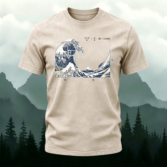 Surging Wave Print Ultra-soft Fabric Casual T-Shirt
