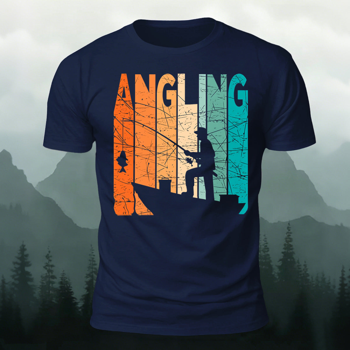 Angling Colorful Pattern Casual Premium Cotton T-shirt