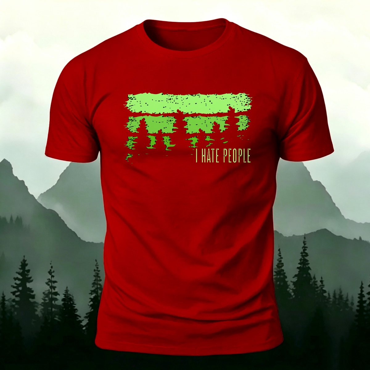 Green Printed Fashion Outdoor Breathable Material Tee Red