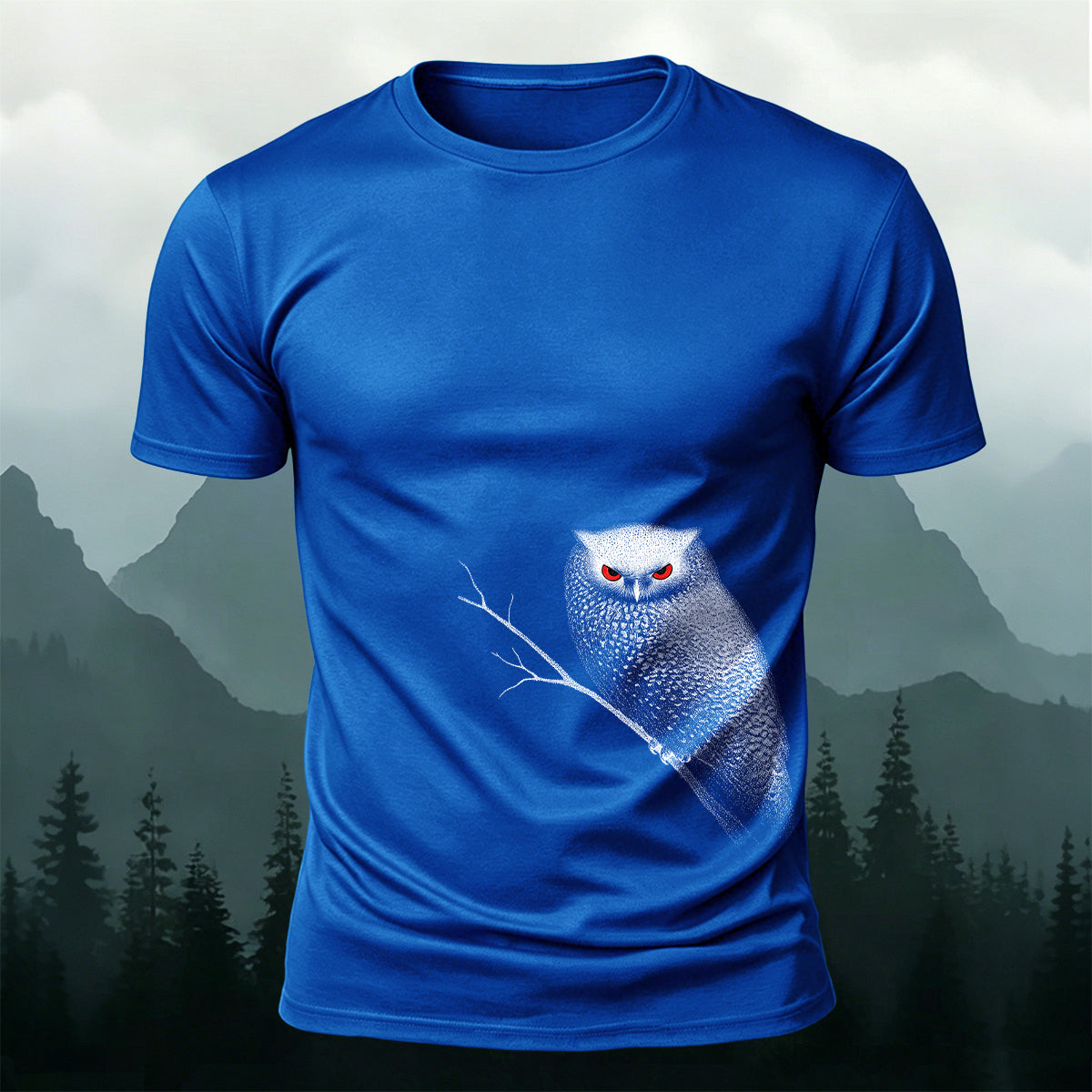 Red-eyed Owl Print Casual Cotton T-Shirt
