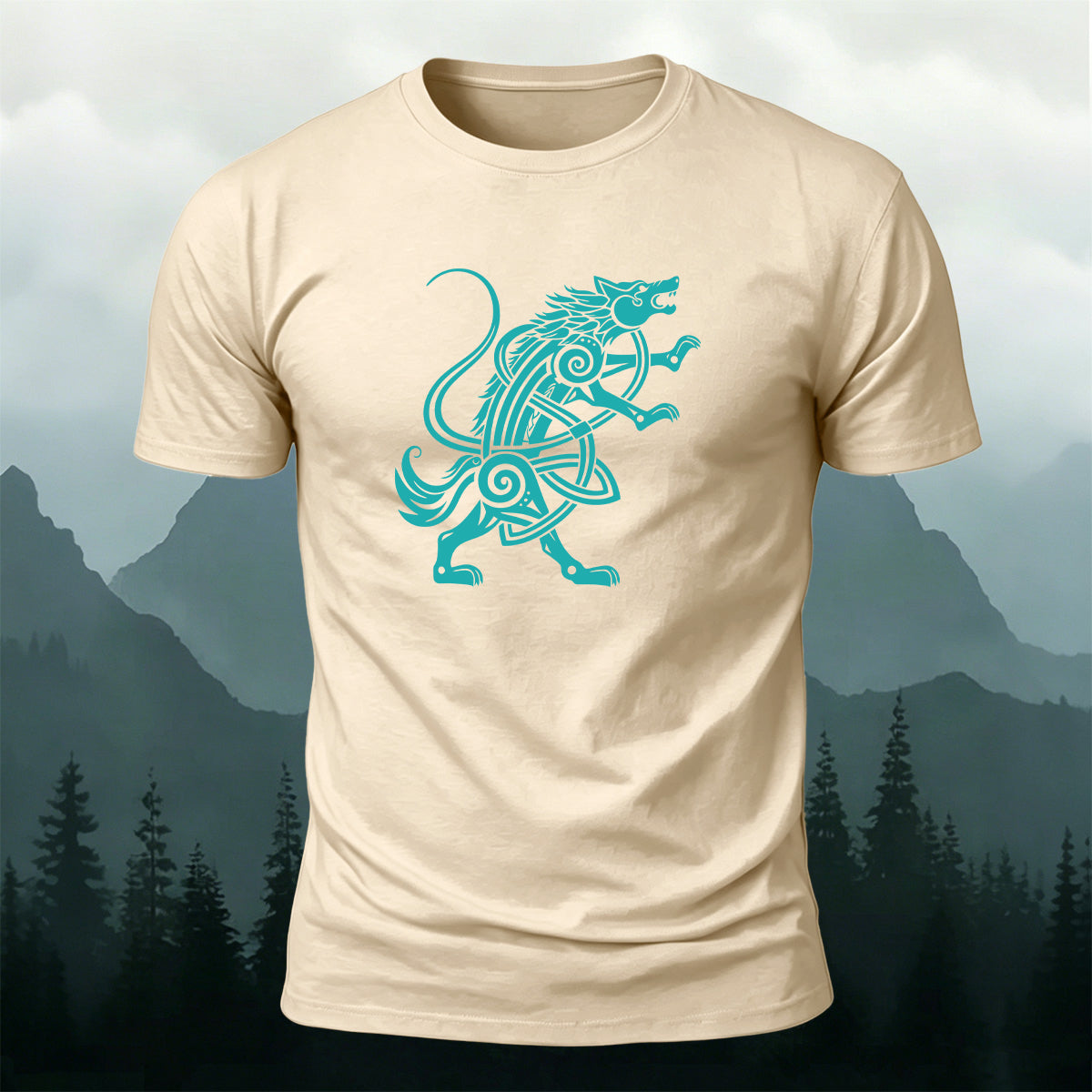Mythical Wolf Totem Print Cotton Versatile T-Shirt