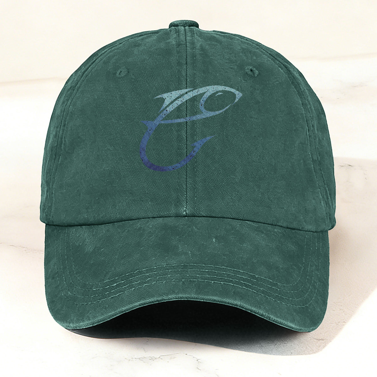 Minimalist and Creative Fishing-Themed Casual Washed Duck Bill Cap