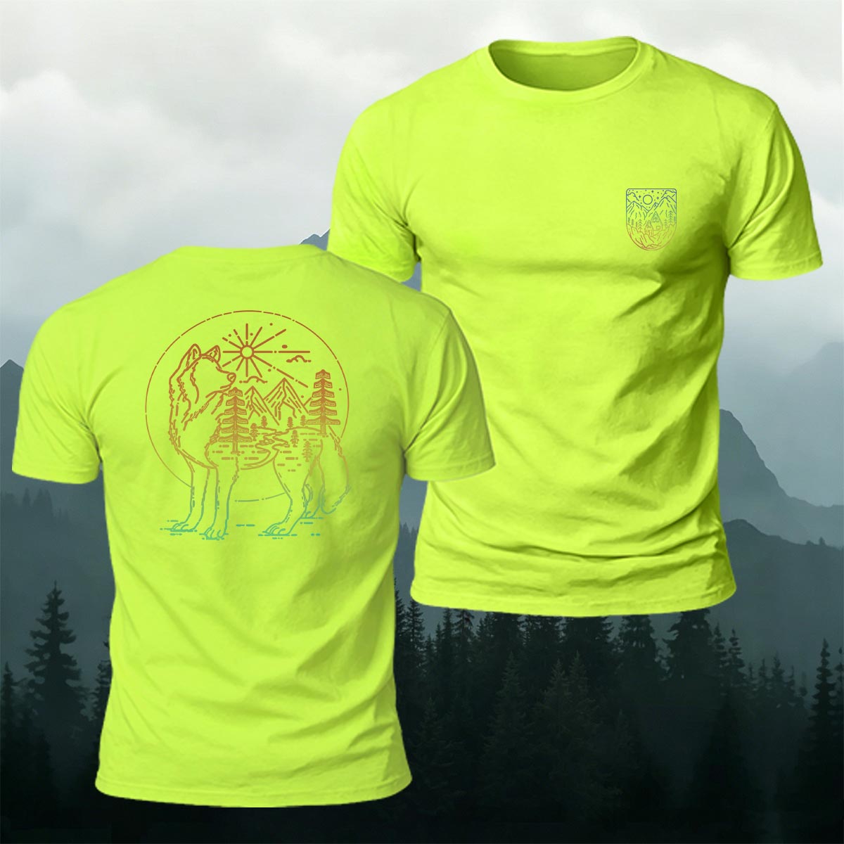 Wolf Forest Nature Art Premium Cotton T-Shirt