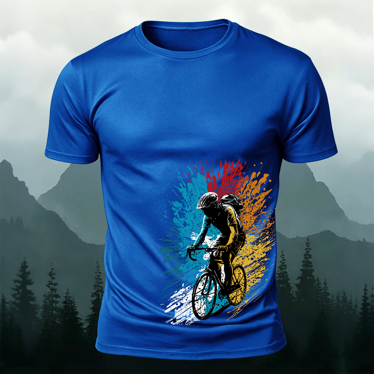 Painted Cycling Print Outdoor Breathable T-Shirt