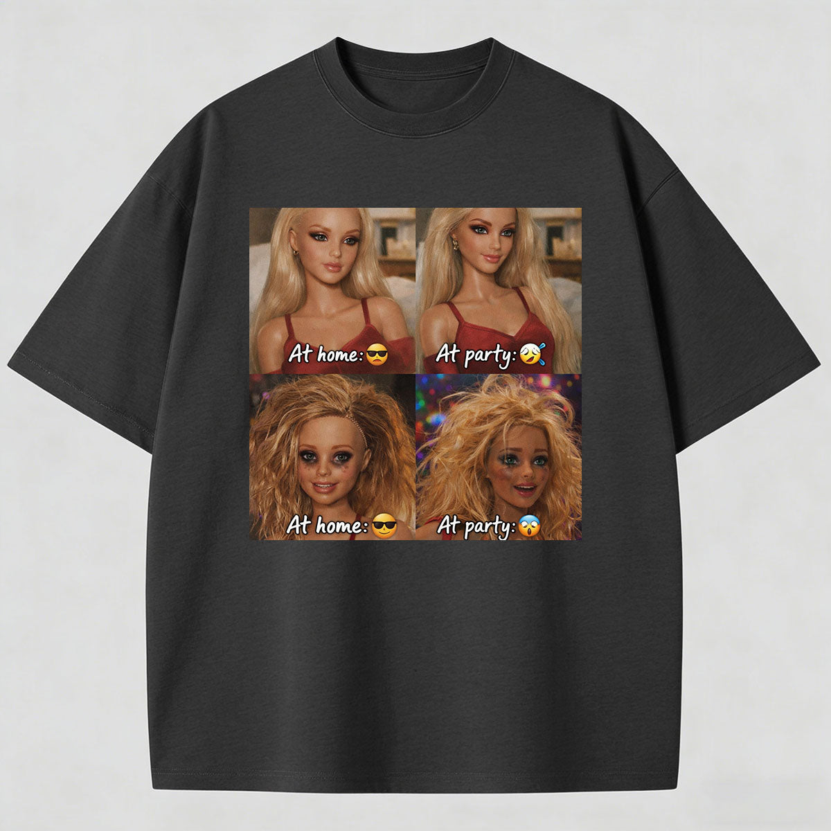 Meme Mood Comparison Printed Pattern T-Shirt