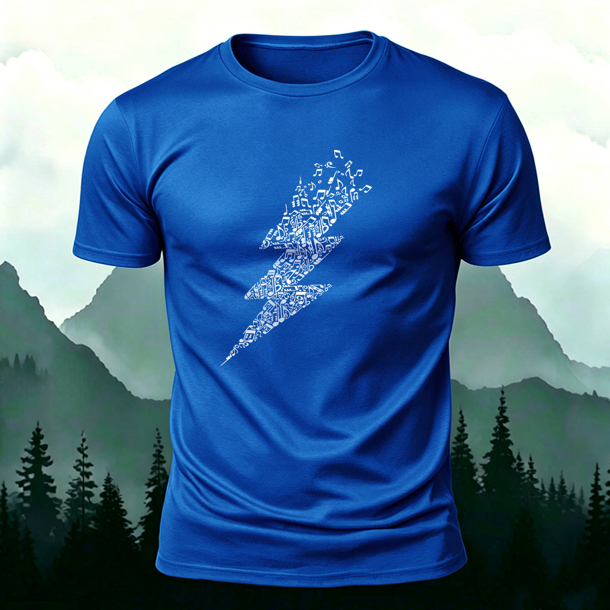 Music Lightning Pattern Fashionable Soft-touch Feel T-shirt