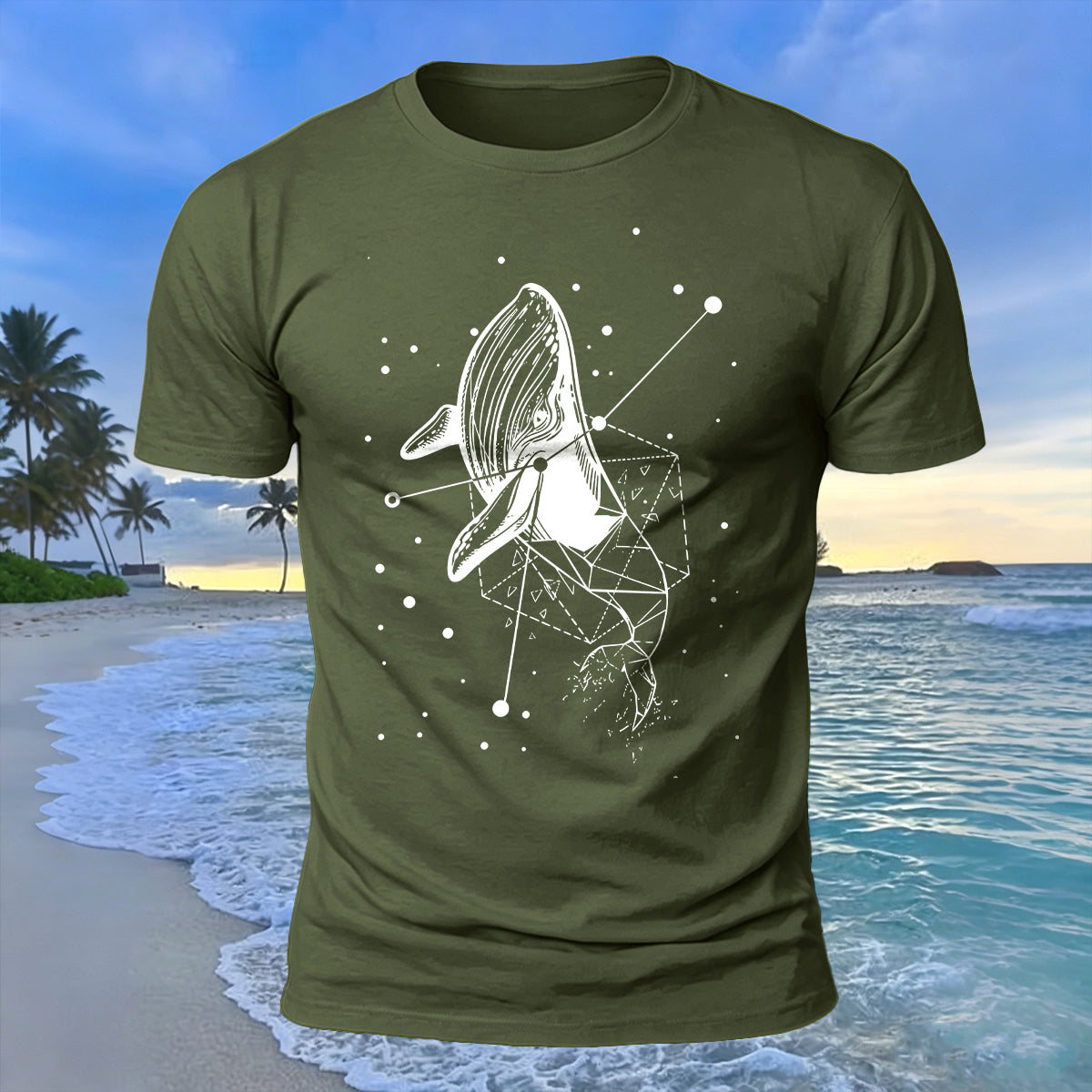 Whale Geometric Print 100% Cotton Soft-Touch T-Shirt