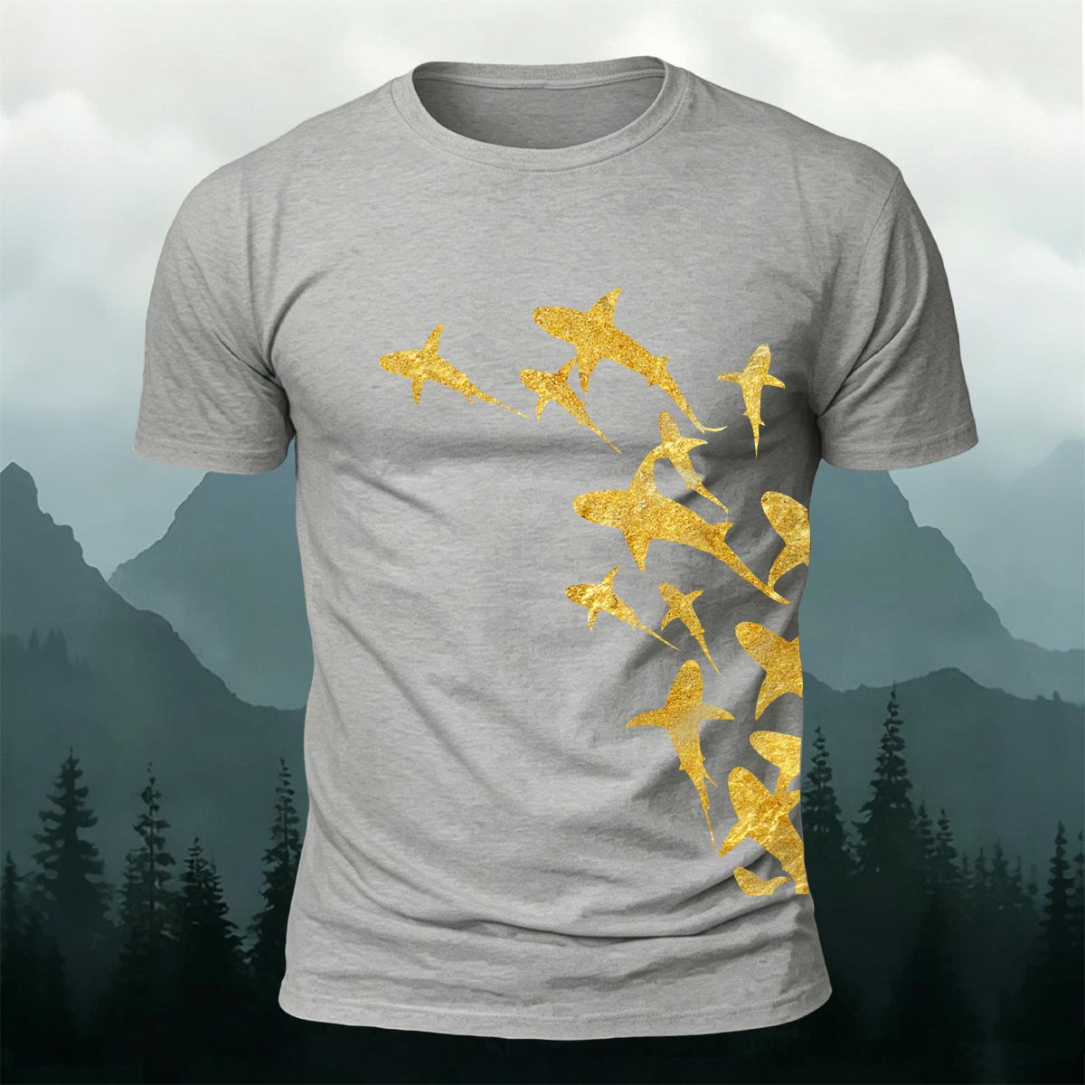 Fish Print Trendy Premium Cotton Casual T-Shirt