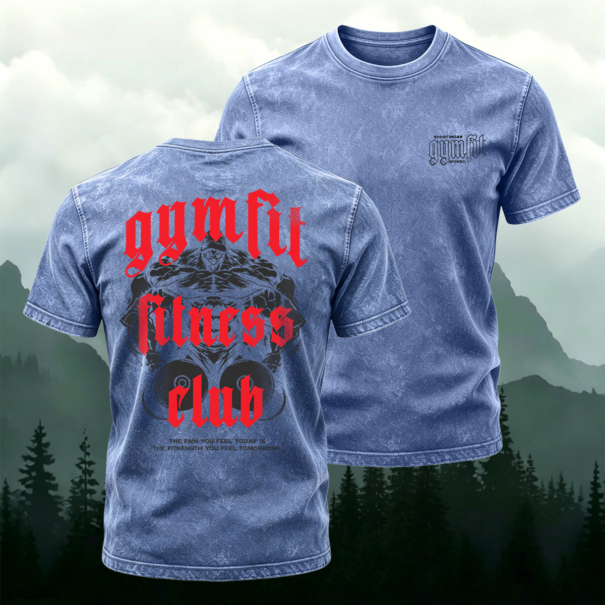 Fitness Club Retro Casual Washed Cotton T-Shirt