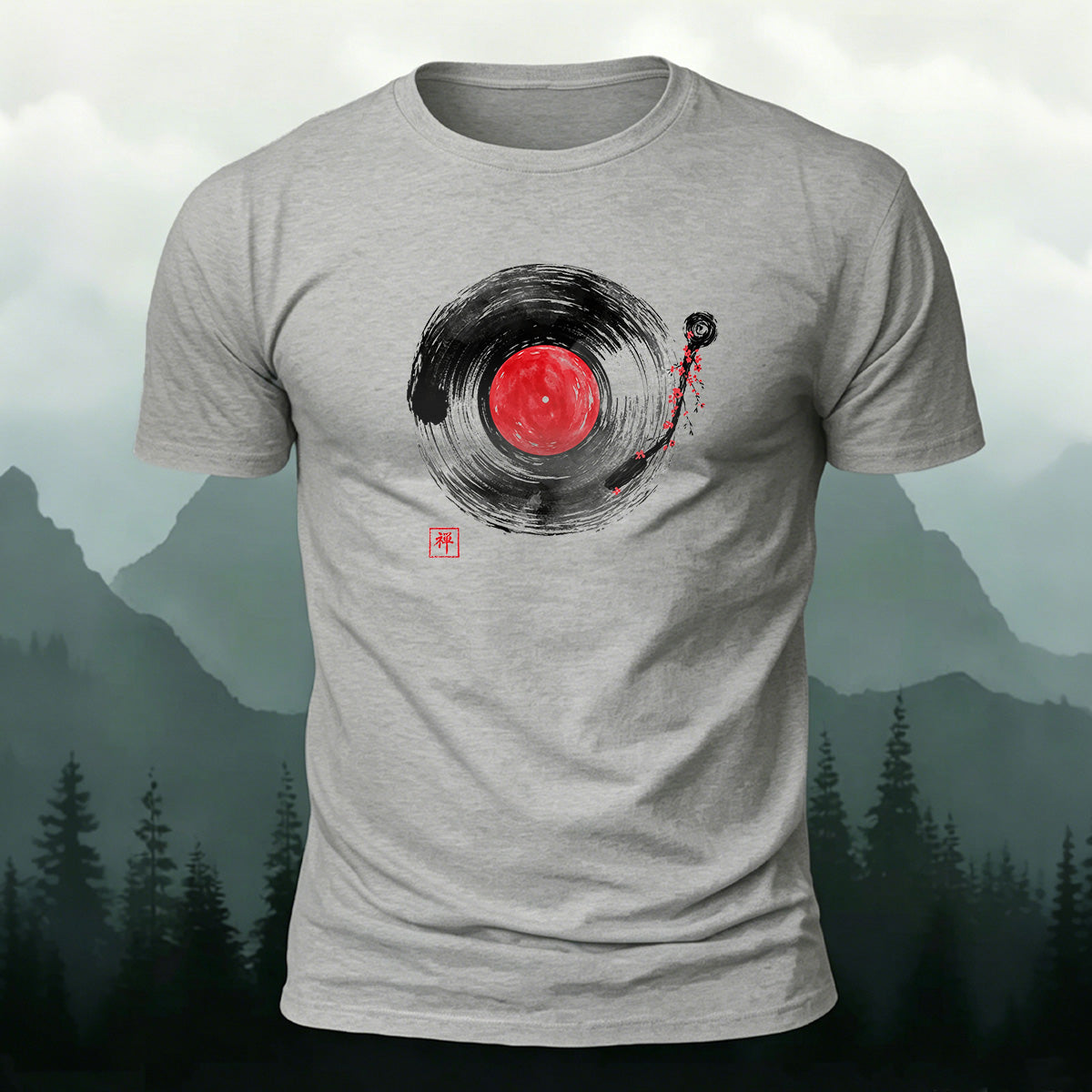 Minimalist Music Player Print Soft-touch Feel T-shirt Grey