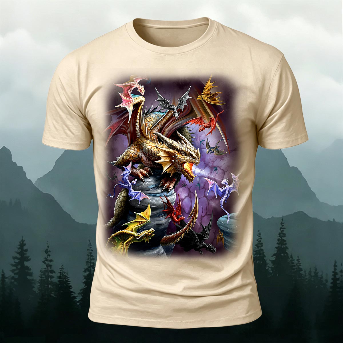 Western Dragon Fantasy Art Breathable Cotton T-Shirt