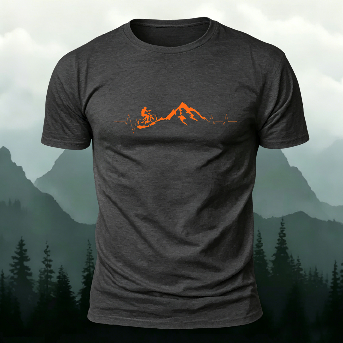 Cycling Challenge Print Premium Cotton Casual T-Shirt Dark Grey