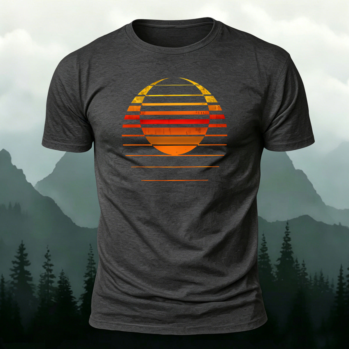Sunset Art Print Combed Cotton Casual T-Shirt