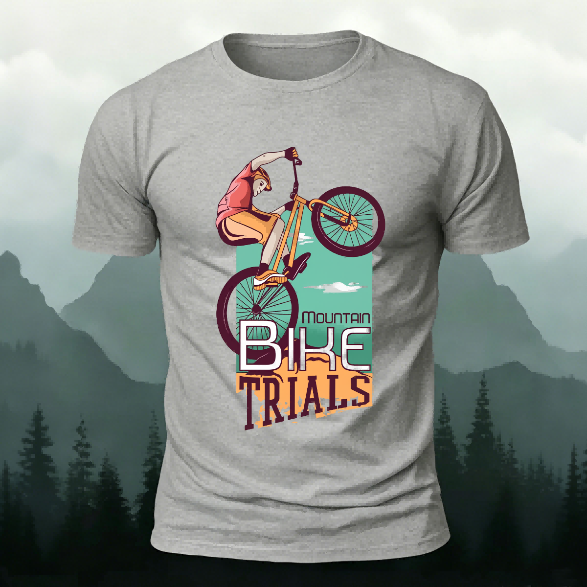 Mountain Biking Printed Fashion Premium Cotton T-Shirt
