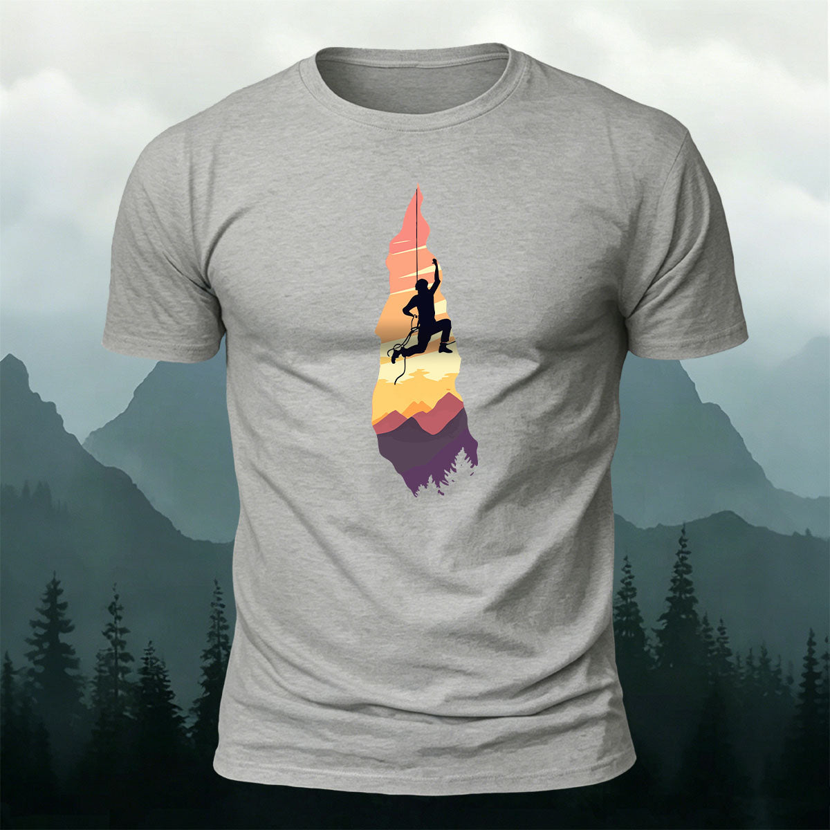 Outdoor Rock Climbing Art Print Casual Cotton T-Shirt