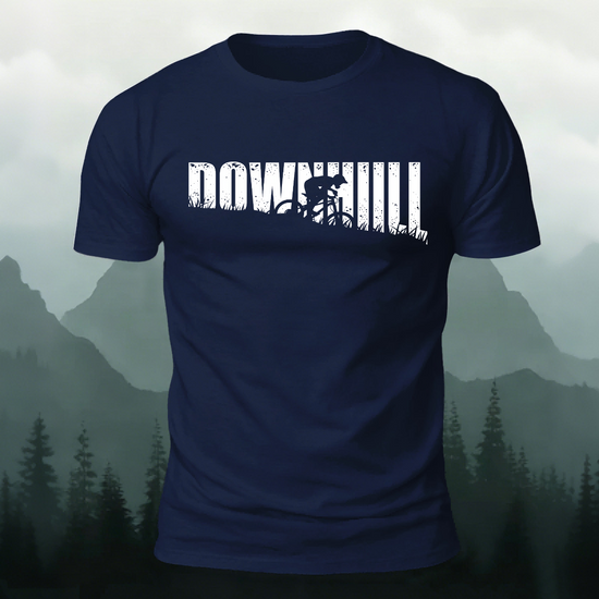 Minimalist Cycling Print Breathable Material Casual T-Shirt Navy
