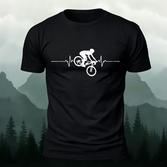 Minimalist Cycling Pattern Soft Comfortable Cotton T-Shirt Black