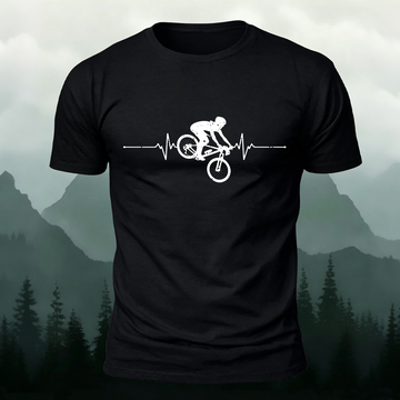 Minimalist Cycling Pattern Soft Comfortable Cotton T-Shirt Black