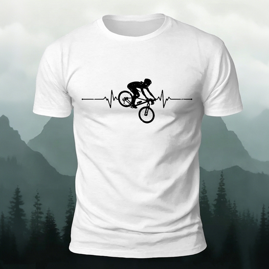 Minimalist Cycling Pattern Soft Comfortable Cotton T-Shirt White