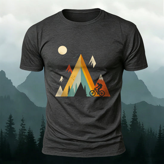Outdoor Cycling Illustration Design Cotton Casual T-Shirt Dark Grey