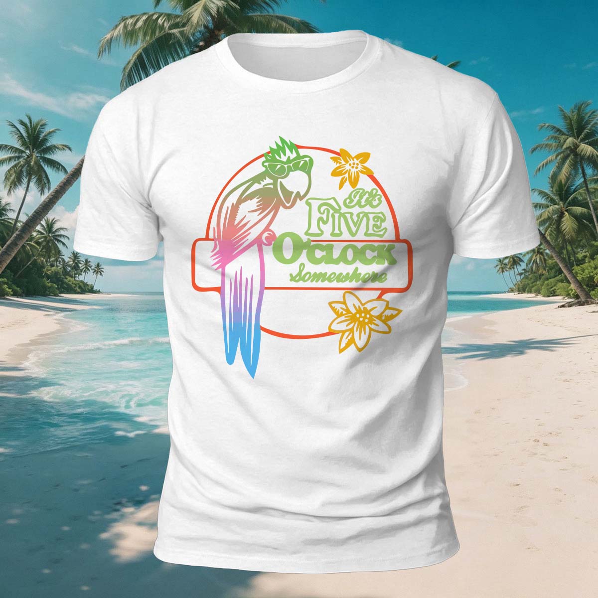 Parrot Fun Pattern Outdoor Casual 100% Cotton Tee White