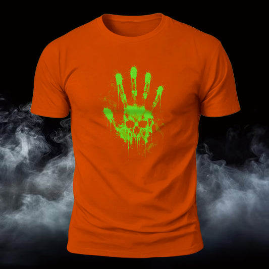 DTG Handprint Skull Printed Short Sleeve T-Shirt