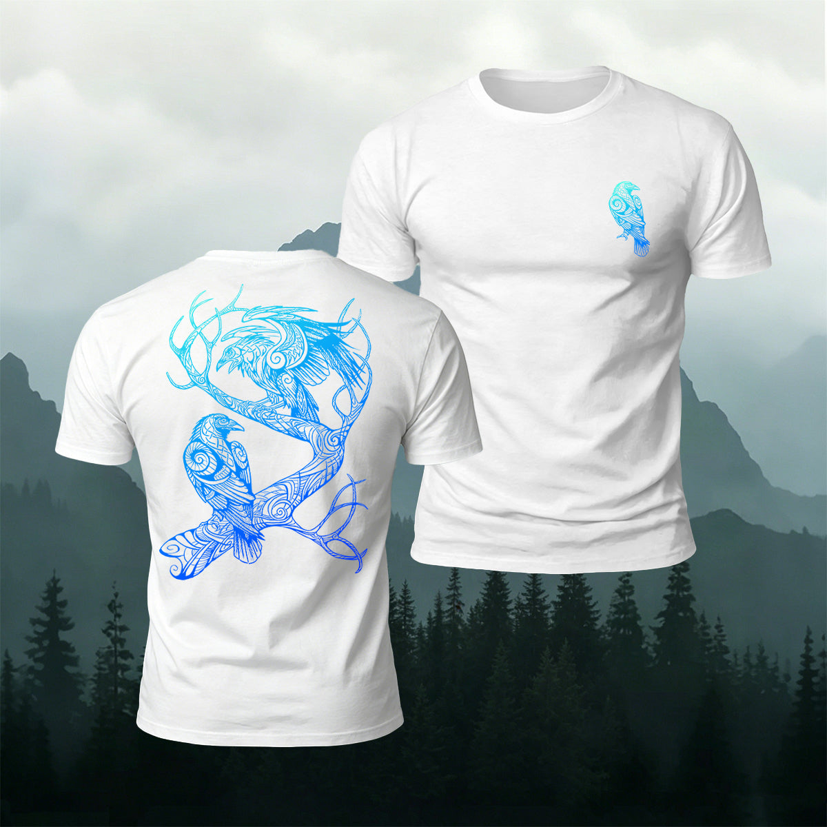 Viking Totem Bird Pattern Casual Premium Cotton Tee