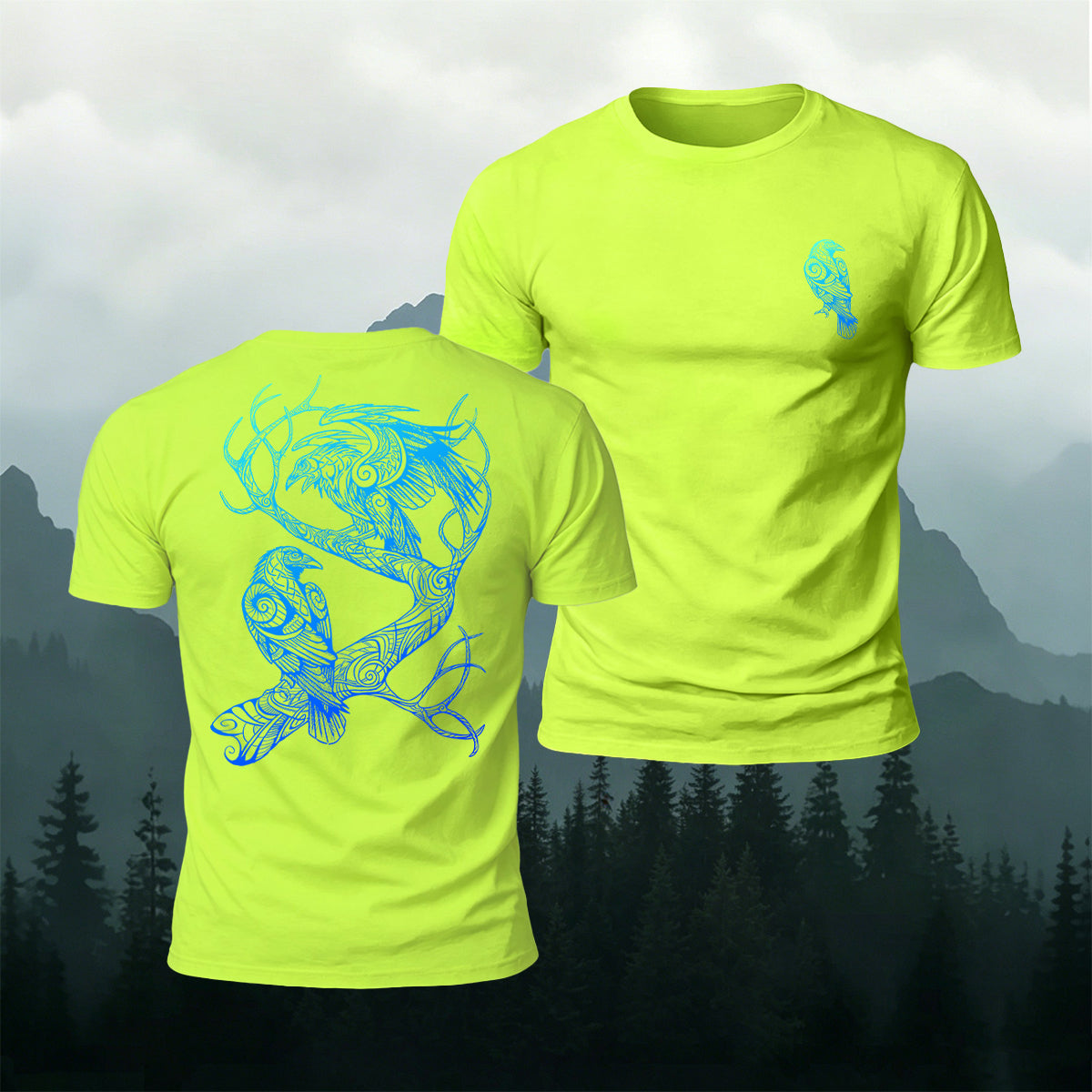 Viking Totem Bird Pattern Casual Premium Cotton Tee