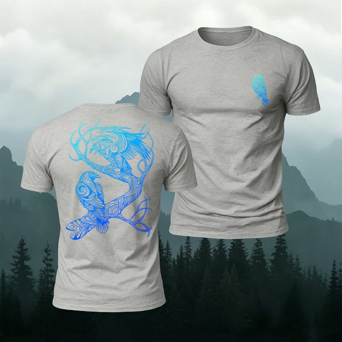 Viking Totem Bird Pattern Casual Premium Cotton Tee