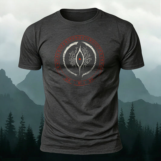 Red Rune Cyberpunk Graphic T-Shirt