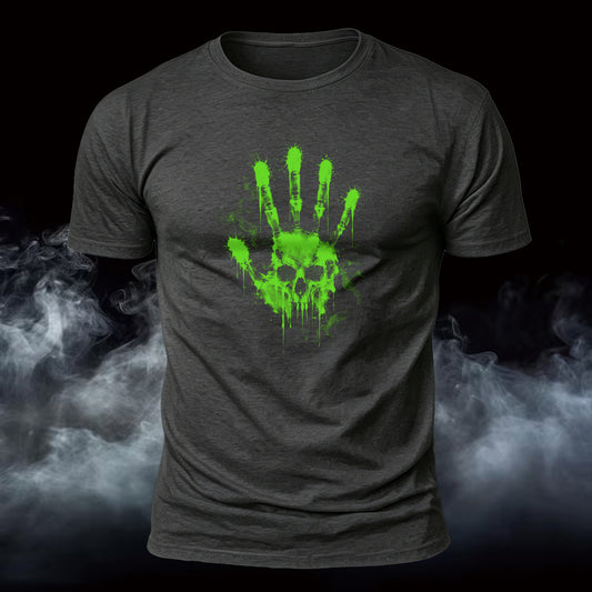 DTG Handprint Skull Printed Short Sleeve T-Shirt