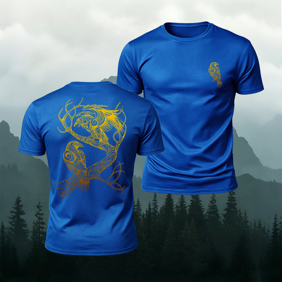 Viking Totem Bird Pattern Casual Premium Cotton Tee