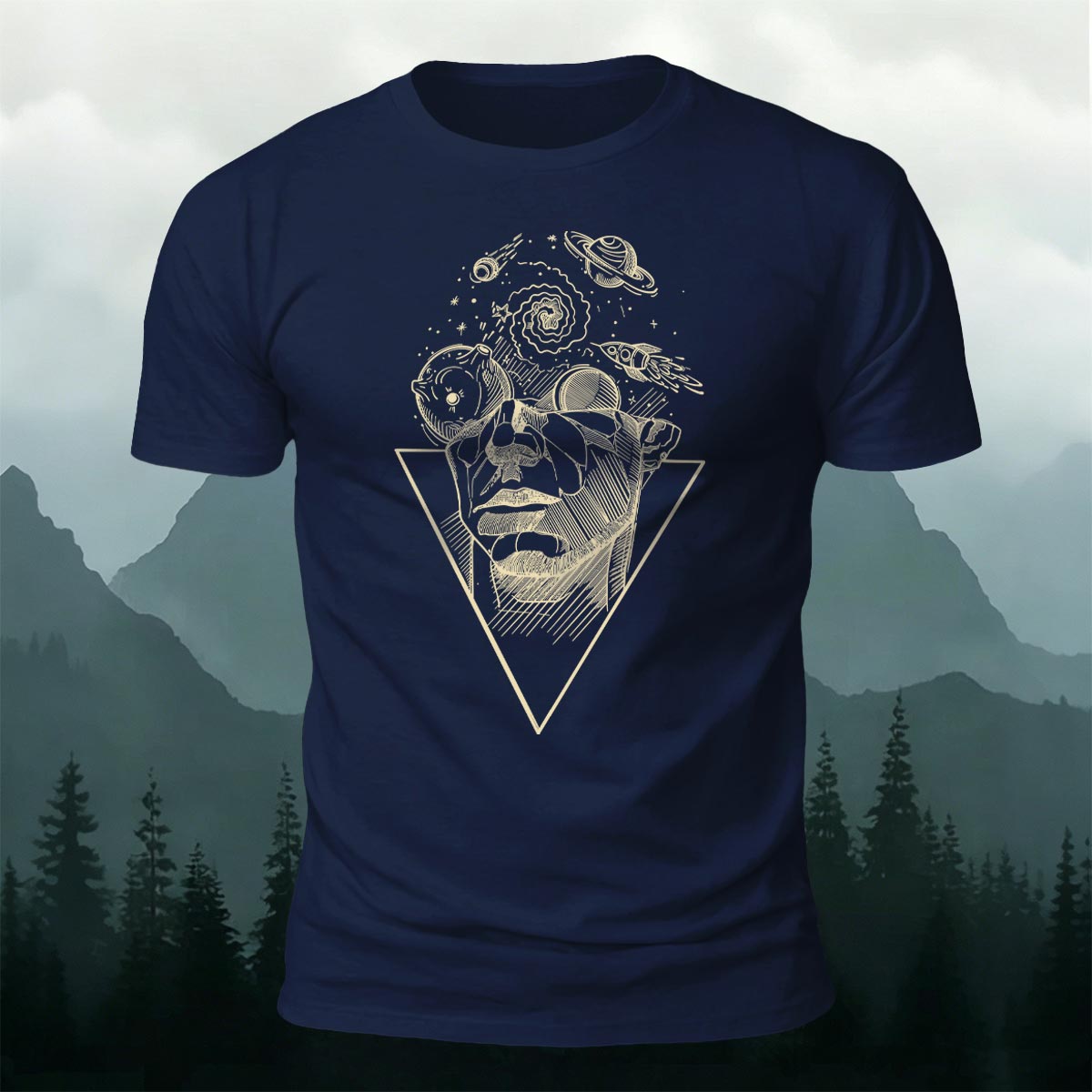 Artistic Sketch-Style Printed Casual Cotton T-Shirt