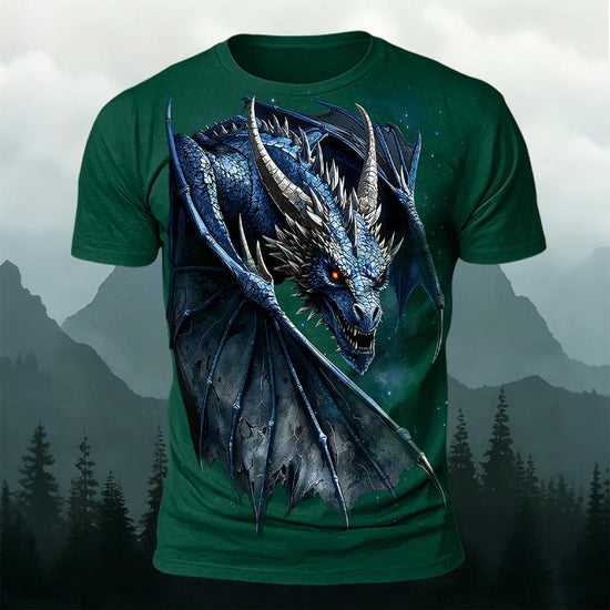 Fierce Dragon Print Cool Casual Premium Cotton T-Shirt DGE