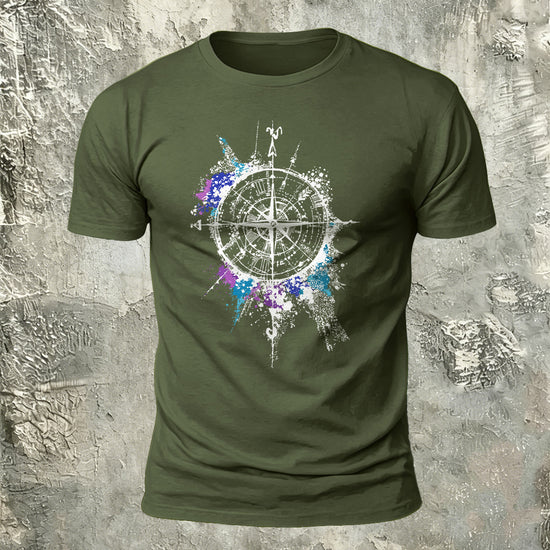 Compass Art Graphic 100% Cotton Casual T-Shirt  AMG