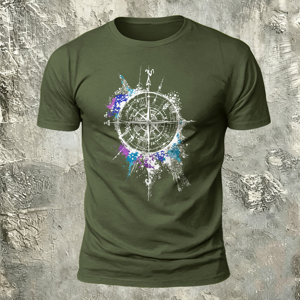 Compass Art Graphic 100% Cotton Casual T-Shirt  AMG