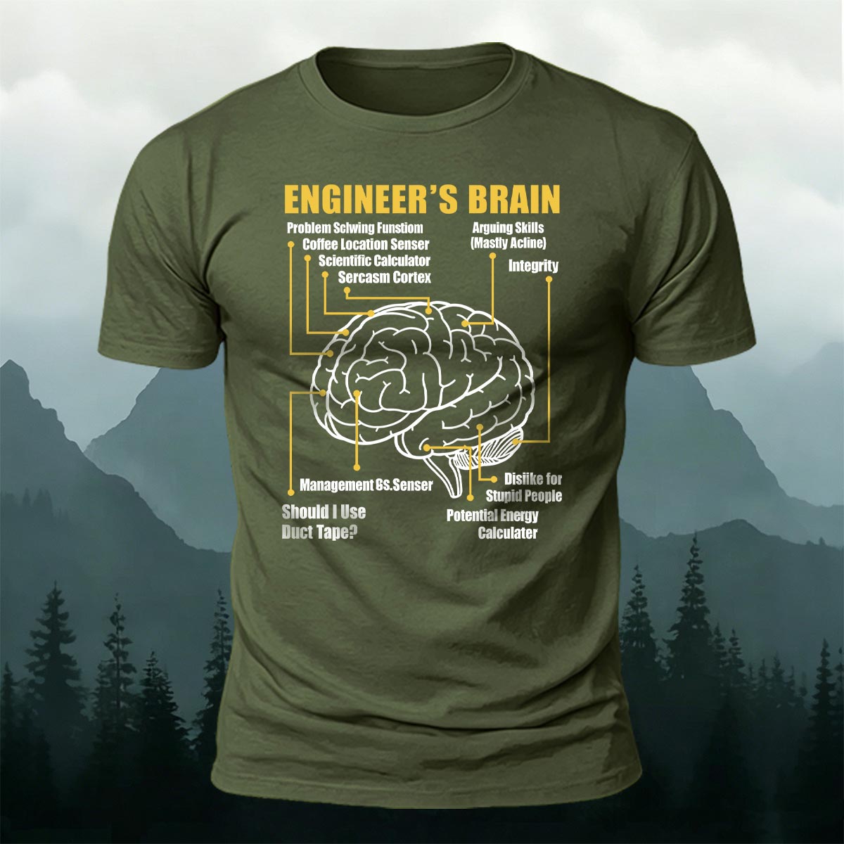 Fun Brain Graphic Casual 100% Cotton T-Shirt