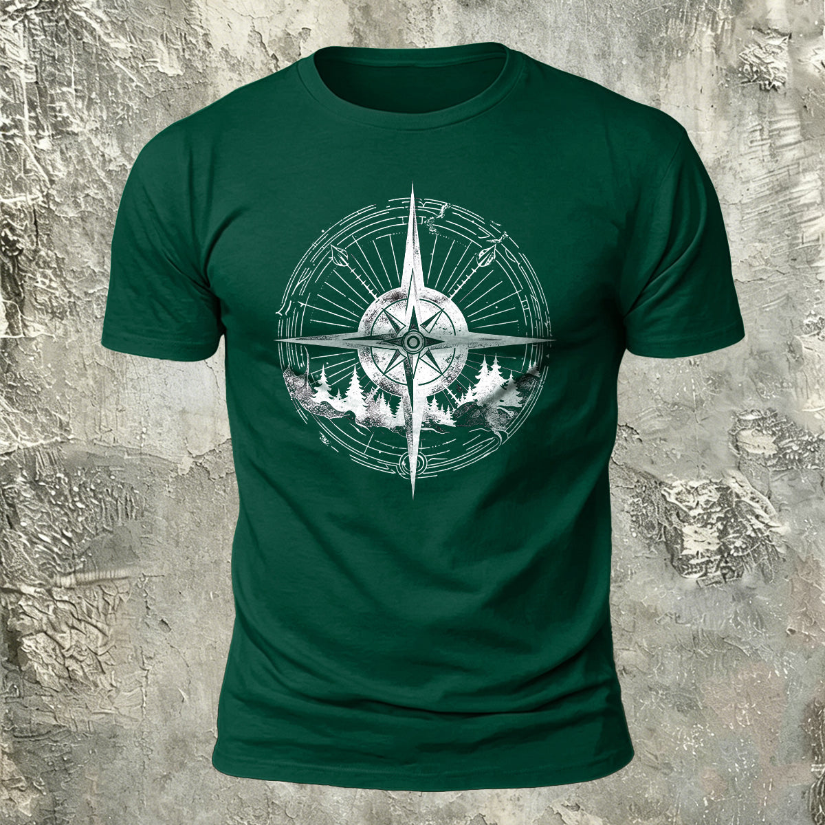 Minimalist Compass Skin-Friendly Round Neck T-Shirt