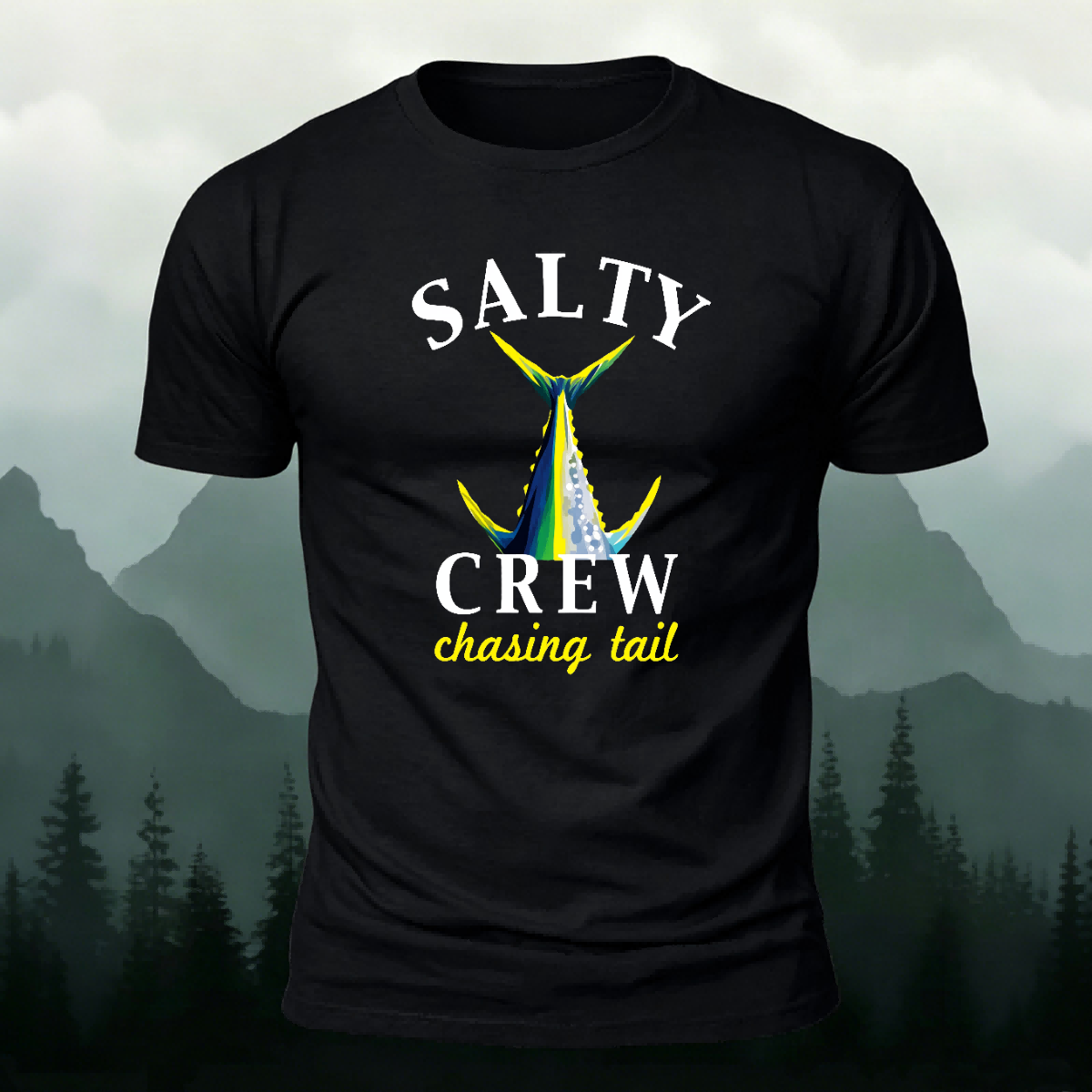 Chasing The Tail Fun Pattern Premium Cotton T-shirt Black