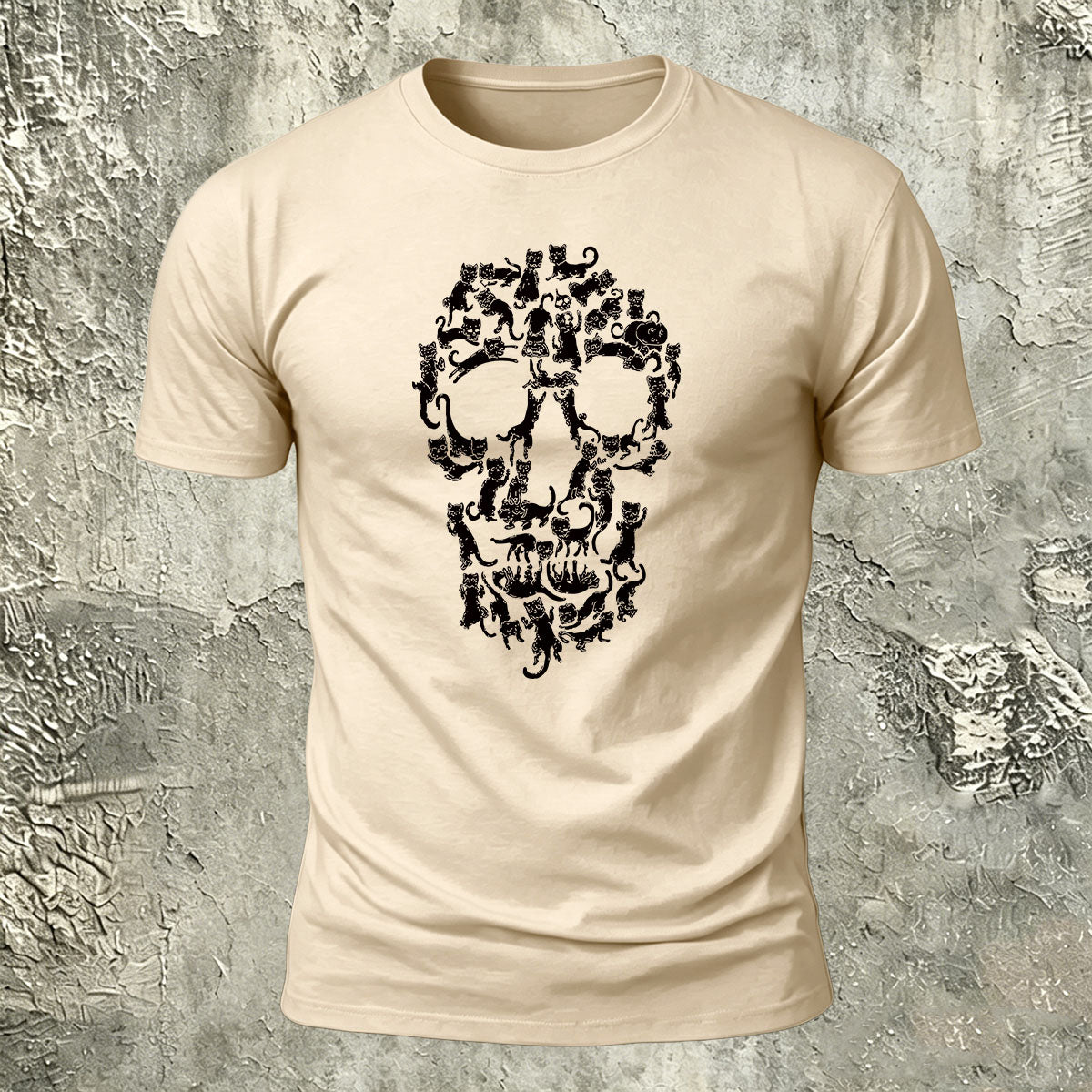 Creative Animal Collage Skull Print Casual Cotton T-Shirt